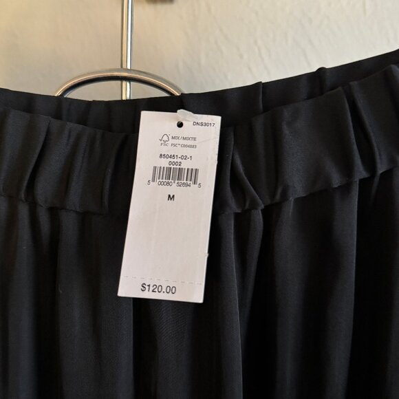 NWT Banana Republic Tiered Soft Satin Skirt with Slit, Black M - Picture 2 of 4